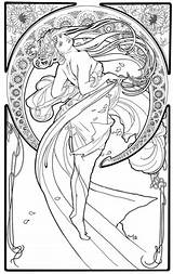 Coloring Mucha Pages Alphonse Adult Nouveau Colouring Book Search Deco Butterfly Line Books Adults Lucha Choose Board Goddess Amazon Google sketch template