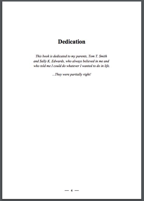 dedication page template