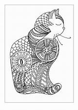 Zentangle Cat Pages Colouring sketch template