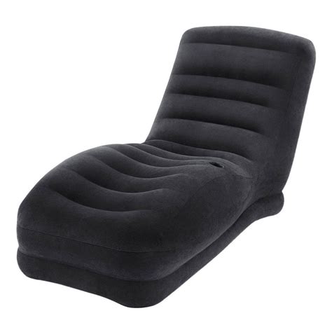 intex opblaasbare fluweelachtige stoel zwart swiminn