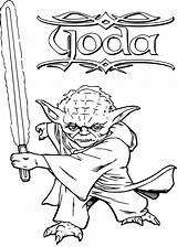 Yoda Coloring Lightsaber sketch template