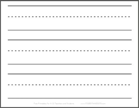 printable large dashed lines  writing student handouts letter