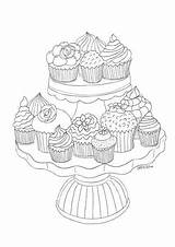 Ausmalen Cupcake Süßigkeiten Dekoking Dover Suessigkeiten sketch template