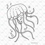Coloring Jellyfish Ocean Pages Adult sketch template
