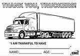 Trucker Coloring Thank Truck Driver Created Color sketch template