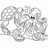 Coloring Pages Sea Animals Ocean Cute Under Animal Turtle Creatures Kids Sheets Printable Book Choose Board Fun sketch template