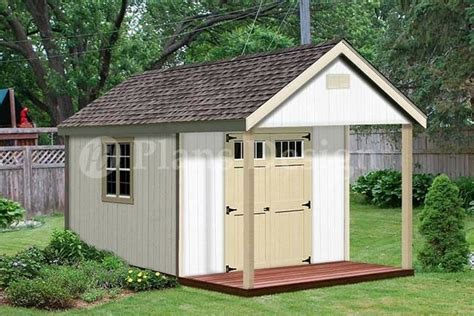 cabin shed covered porch plans plueprint p