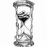 Hourglass Clock Conceptual Ink Illustrations Reloj sketch template