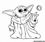 Yoda Coloring Grogu sketch template