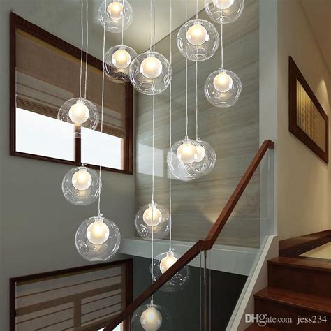 Nordic Led Bubble Glass Pendant Light Modern Stairs Hanging Lamp For