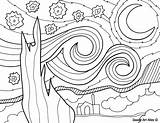 Coloring Famous Starry Alley Night Vincent Malvorlagen Collaborative Gauguin Masterpieces Word Doodles Quadros Kunstgeschichte Kunstwerke Berühmte Estrellada Kinderbilder Kunstunterricht Schablonen sketch template