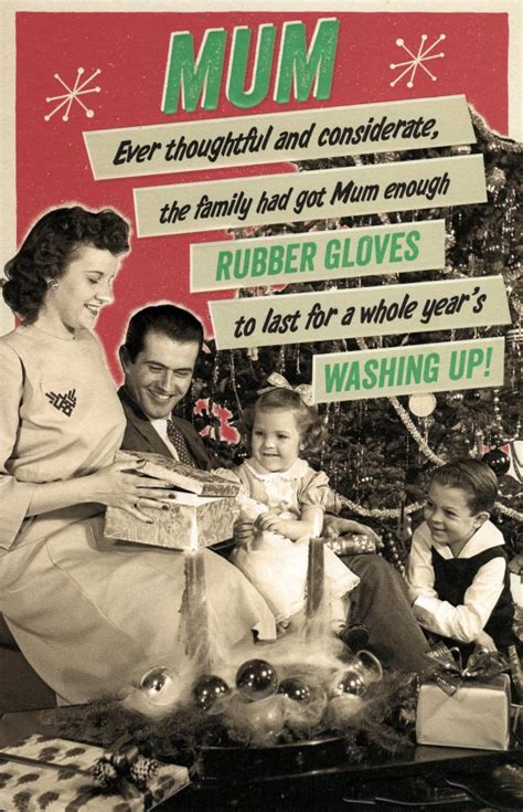 Mum Washing Up Retro Humour Christmas Greeting Card