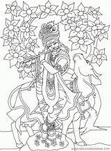 Krishna Hindu Radha Madhubani Flute Pencil Kalamkari Pichwai Shri Sketchite Cows Deity Kerala Painting1 Vishnu Folk Coloringhome sketch template
