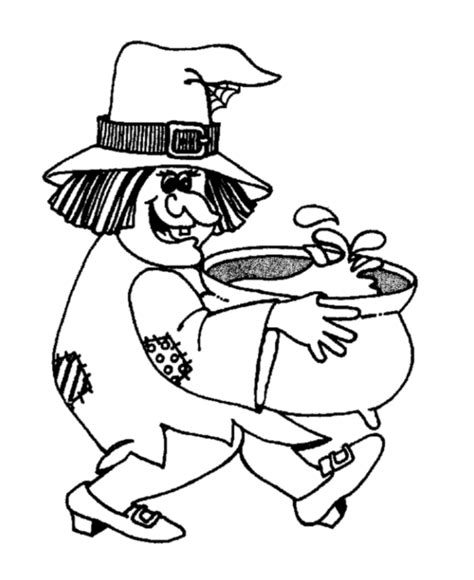 kids page halloween witch  lady  cauldron coloring pages