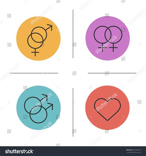 Gender Symbols Color Icons Set Interlocked Stock Vector 375399763