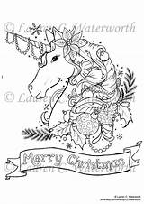 Unicorn Coloring Christmas Pages Colouring Adult Sheets Horse Printable Detailed Fantasy Adults Color Print Etsy Girls Gothic Mythical Colour Unicorns sketch template