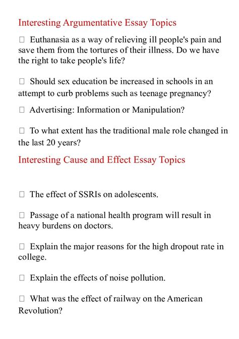 good college essay ideas  argumentative essay topics