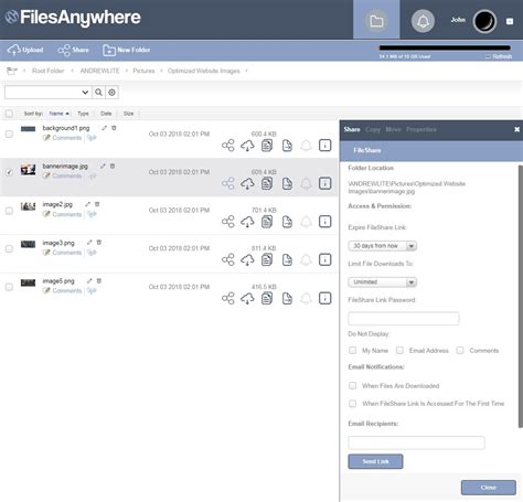 fileshare link filesanywhere