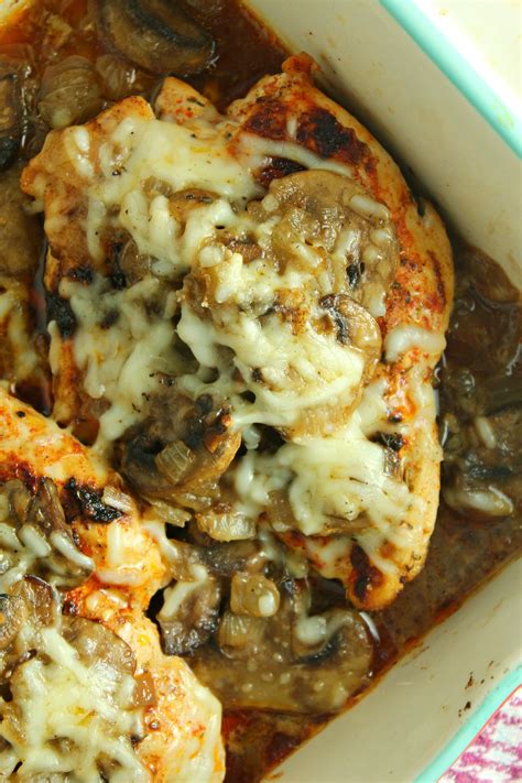 Smothered Cheesy Baked Chicken With Mushrooms Low Carb My