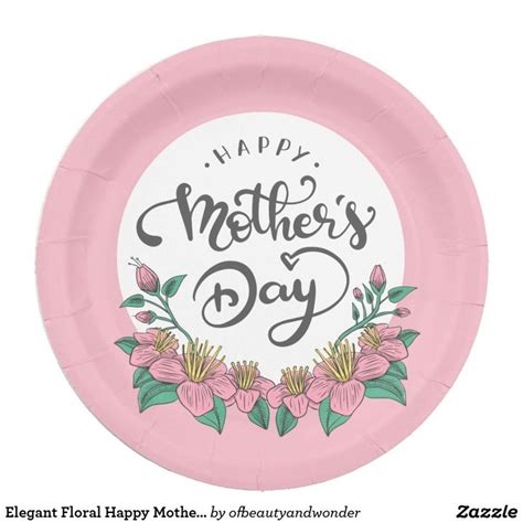 elegant floral happy mother s day paper plate happy