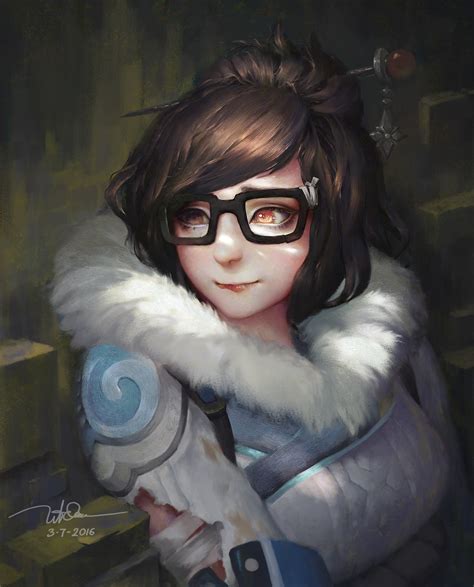 Online Crop Black Haired Female Character Concept Art Overwatch Mei