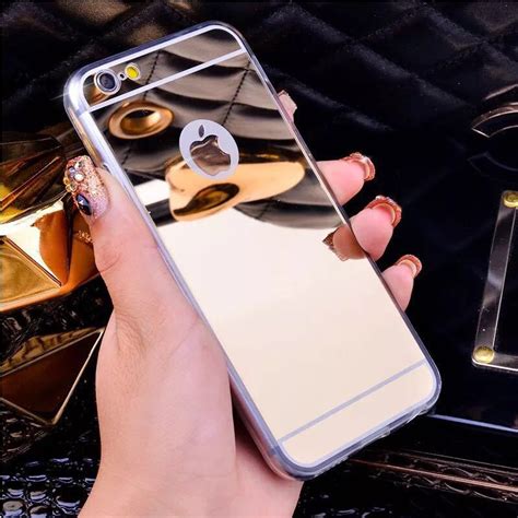 mirror phone case  iphone    tpu silicon edge hard pc  cover protect shell