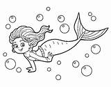Mermaid Coloring Sea Coloringcrew sketch template