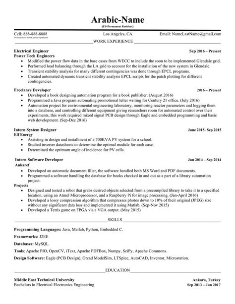 electrical engineering resume examples  designed entry level