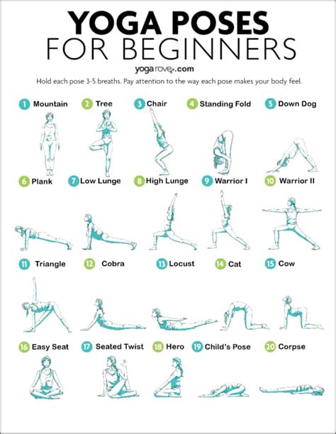 printable yoga poses chart