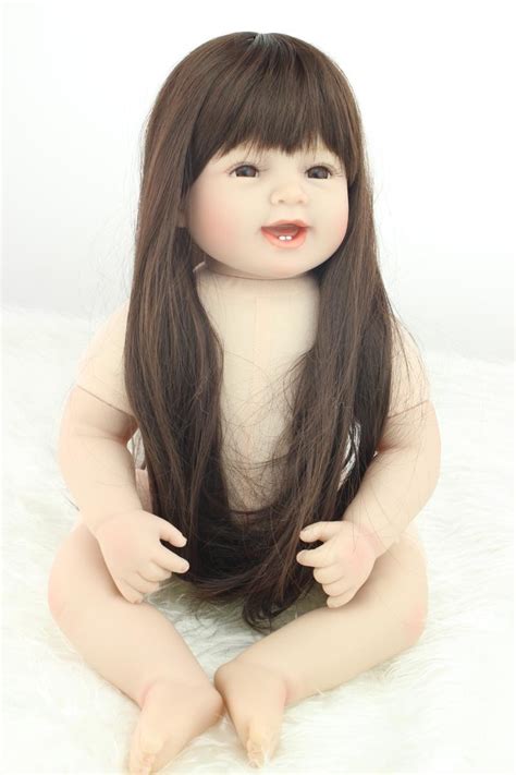 free shipping 50cm real looking silicone smile girls doll naked doll