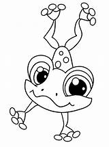 Coloring Frog Pages Cute Cartoon Printable Baby Frogs Color Kids Getdrawings Adult sketch template