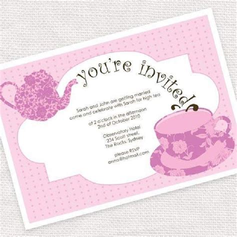 tea party invitations  printable high tea invitations tea party