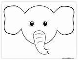 Elephant Coloring Ears Clipart Printable Pages Mask Face Head Easy Template Elephants Drawings Bunny Ear Cute Colouring Cartoon Color Animal sketch template