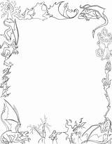 Border Coloring Paper Pages Dragons Printable Fantasy Deviantart Frames Borders Mages Color Magic Blank Witch Dragon Book Bos Writing Mythical sketch template
