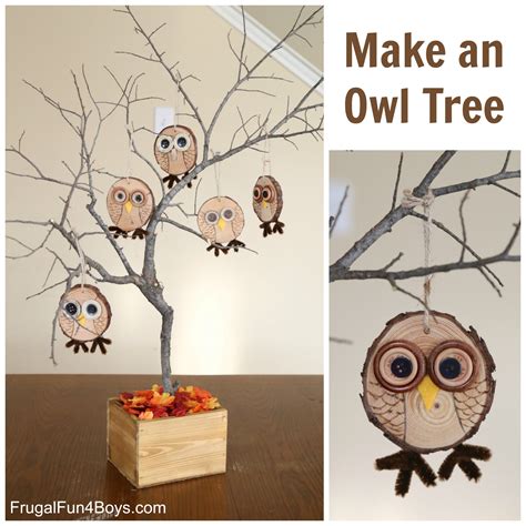owl tree wood slice owl ornament craft