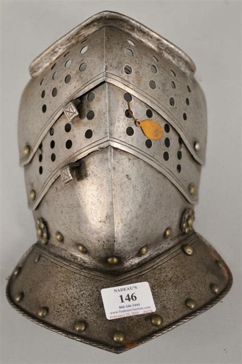 sold price knight armor face mask helmet thth century