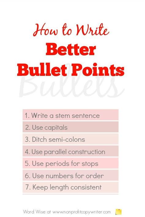 improve  bullet points  word wise