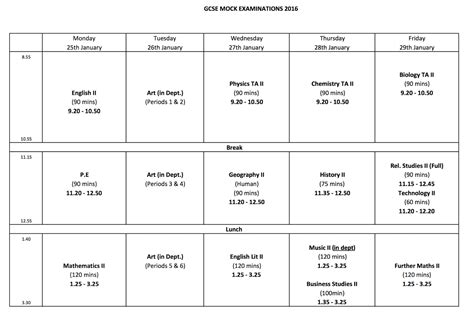 exam timetables january  rainey endowed school