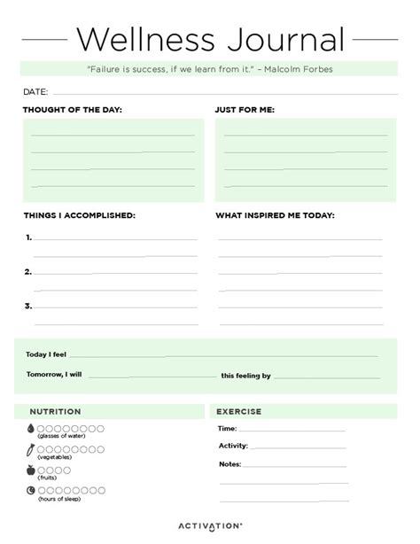 health and wellness journal template seven solid evidences