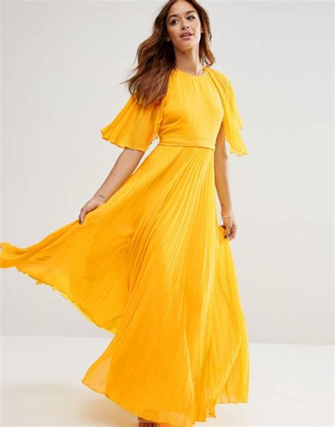 asos maxi zolta sukienka plisowana   suknie  sukienki szafapl