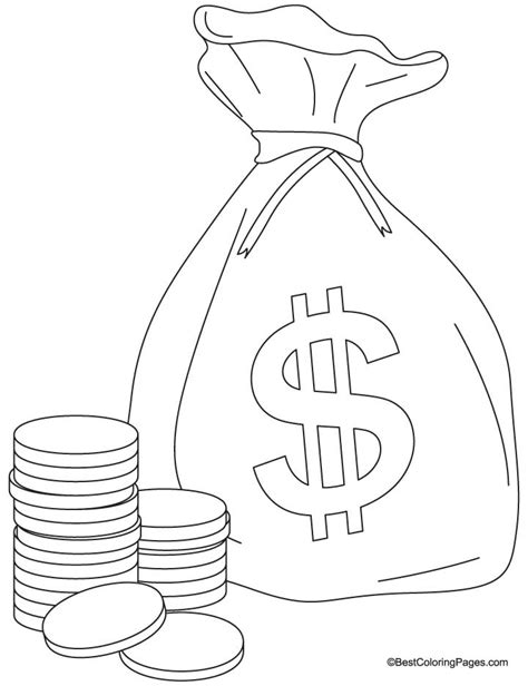 bag  coins coloring page    bag  coins coloring home