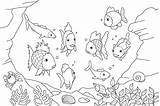 Coloring Fish Rainbow Printable Pages Popular sketch template