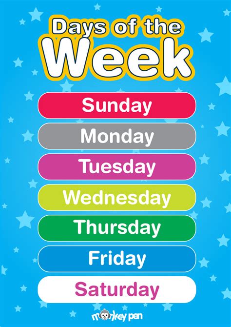 days   week printable chart
