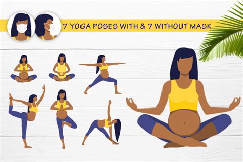 Preggy Yogini Yoga Pregnance Poses Vector Collection By