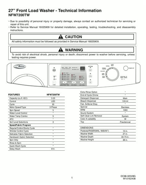 amana washing machine troubleshooting manual  model nfwtw