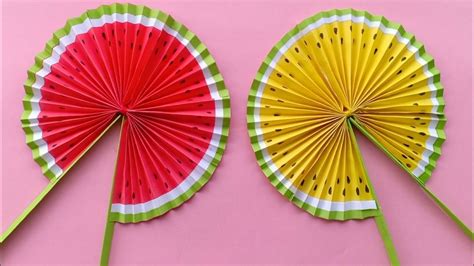 cute paper pop  fans diy watermelon hand fans making paper fan