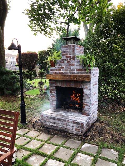 diy outdoor brick fireplace