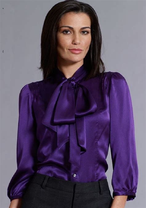 purple satin blouse satin blouse shiny blouse satin bow blouse