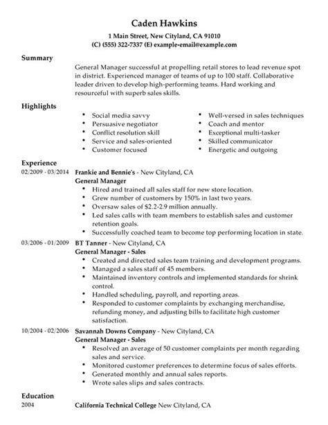 general manager resume examples myperfectresume