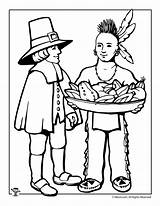Coloring Indian Pilgrim Pages Thanksgiving Kids Printable sketch template